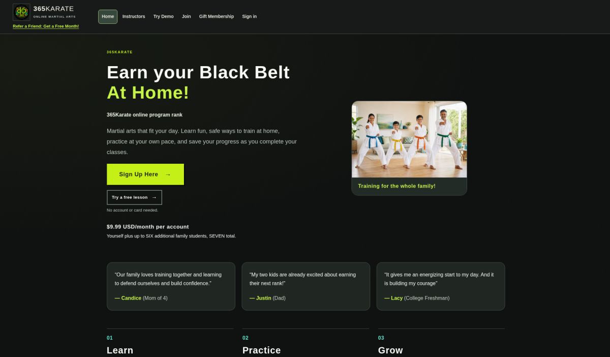 365Karate website screenshot