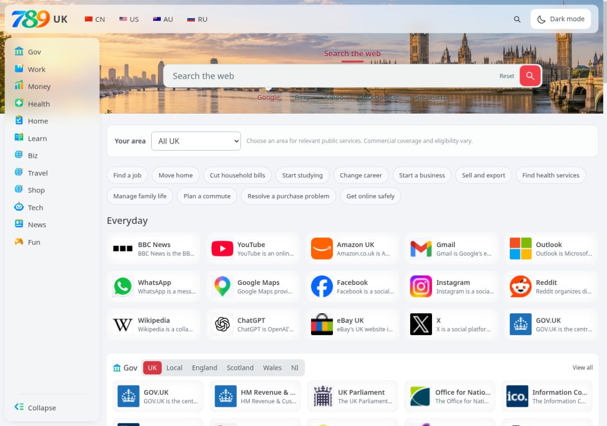 789 UK website screenshot