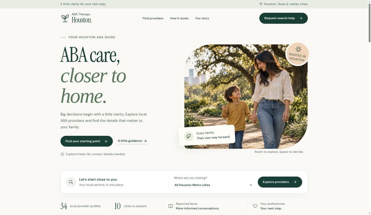 ABA Therapy Houston - Compare Local ABA Providers in the Houston Metro screenshot