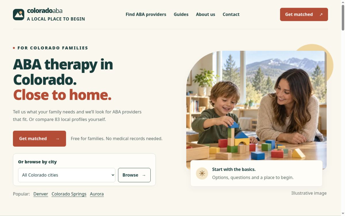 ABA Therapy in Colorado - Free Directory of Local ABA Providers website screenshot