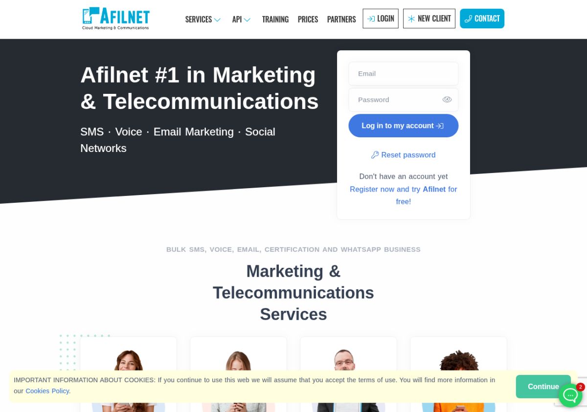 Afilnet website screenshot