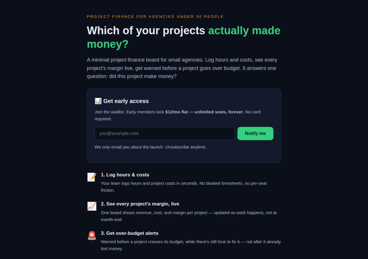 Agency Profit Board screenshot