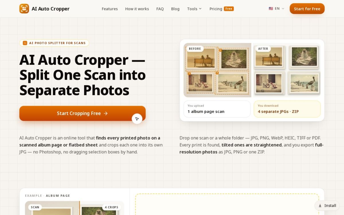 AI Auto Cropper website screenshot