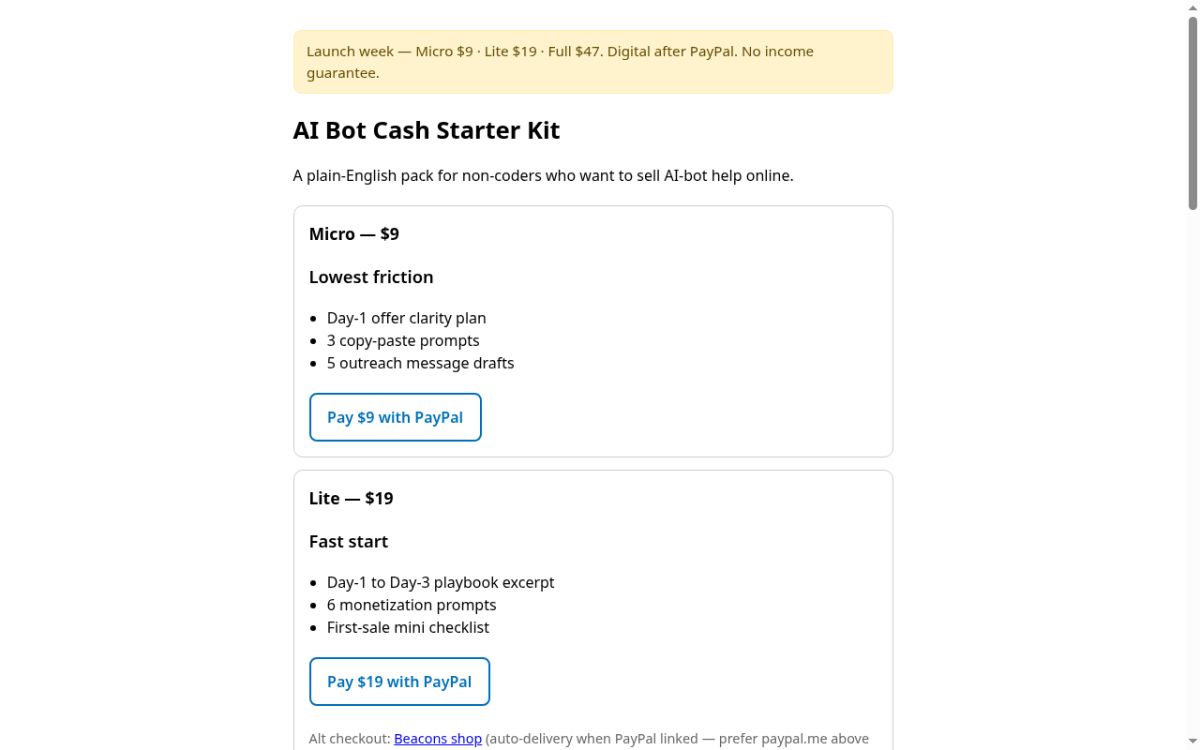 AI Bot Cash Starter Kit screenshot