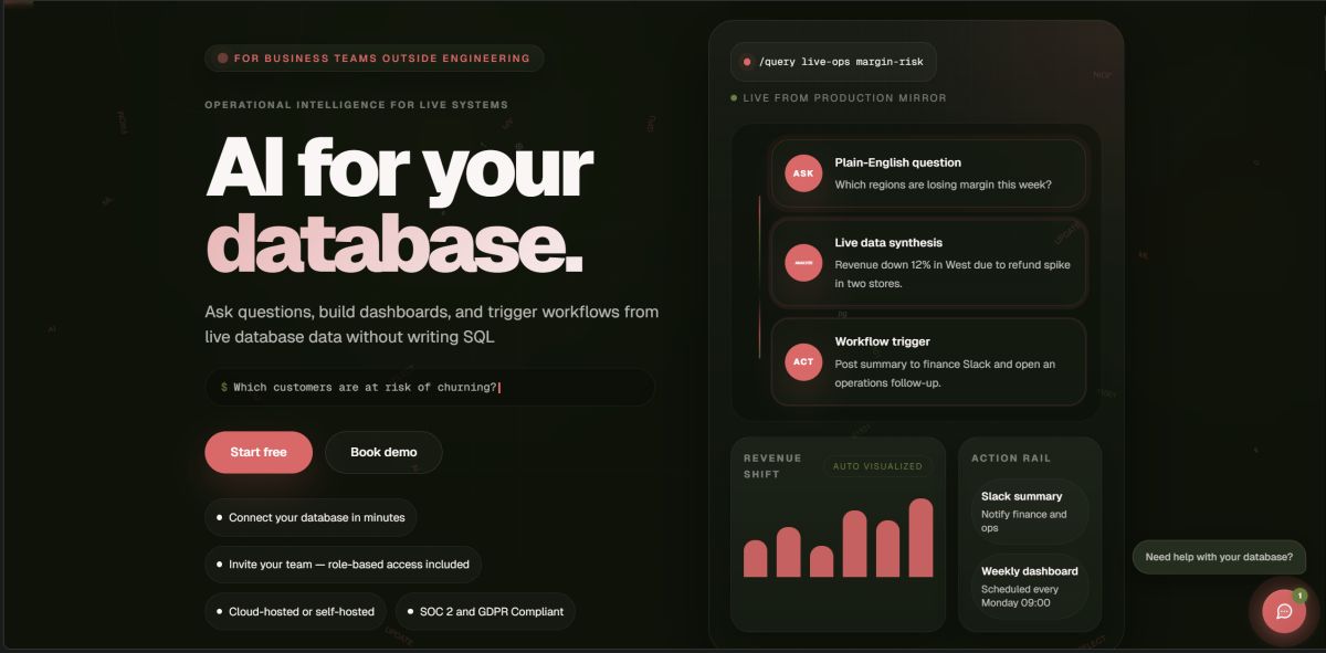 AI for Database website screenshot
