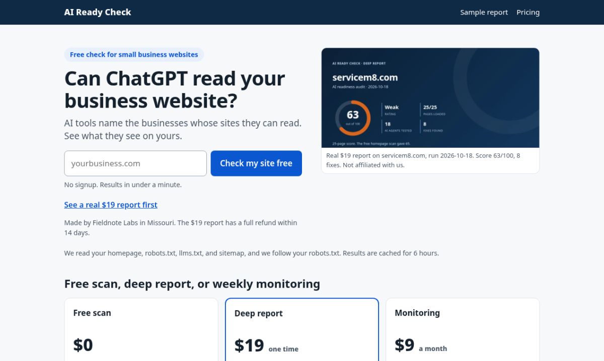 AI Ready Check website screenshot