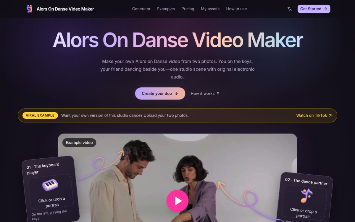 Alors On Danse Video Maker website screenshot
