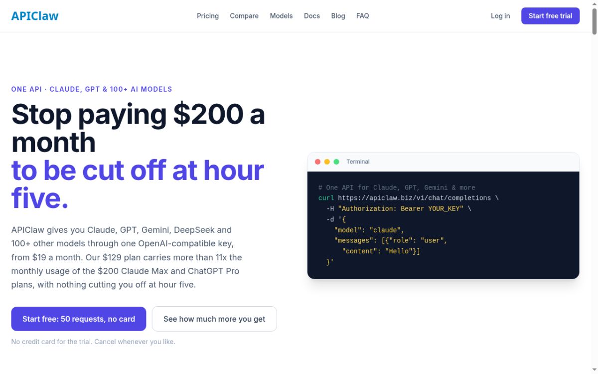 APIClaw website screenshot