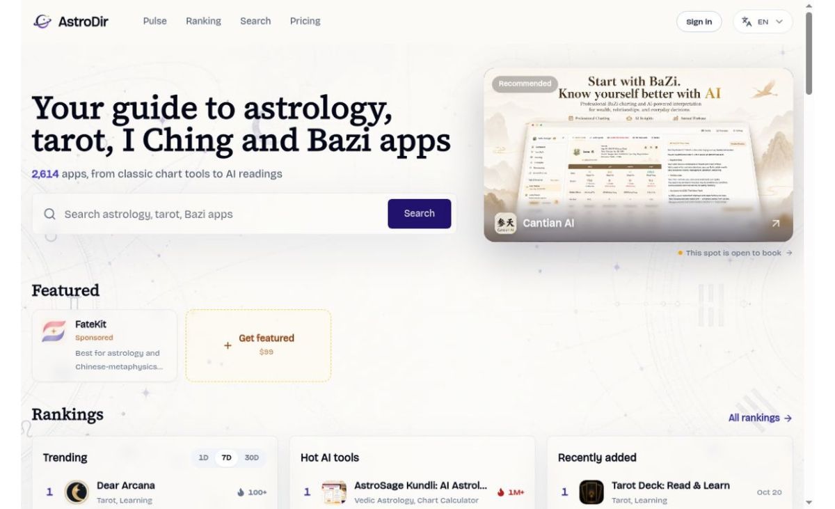 AstroDir website screenshot
