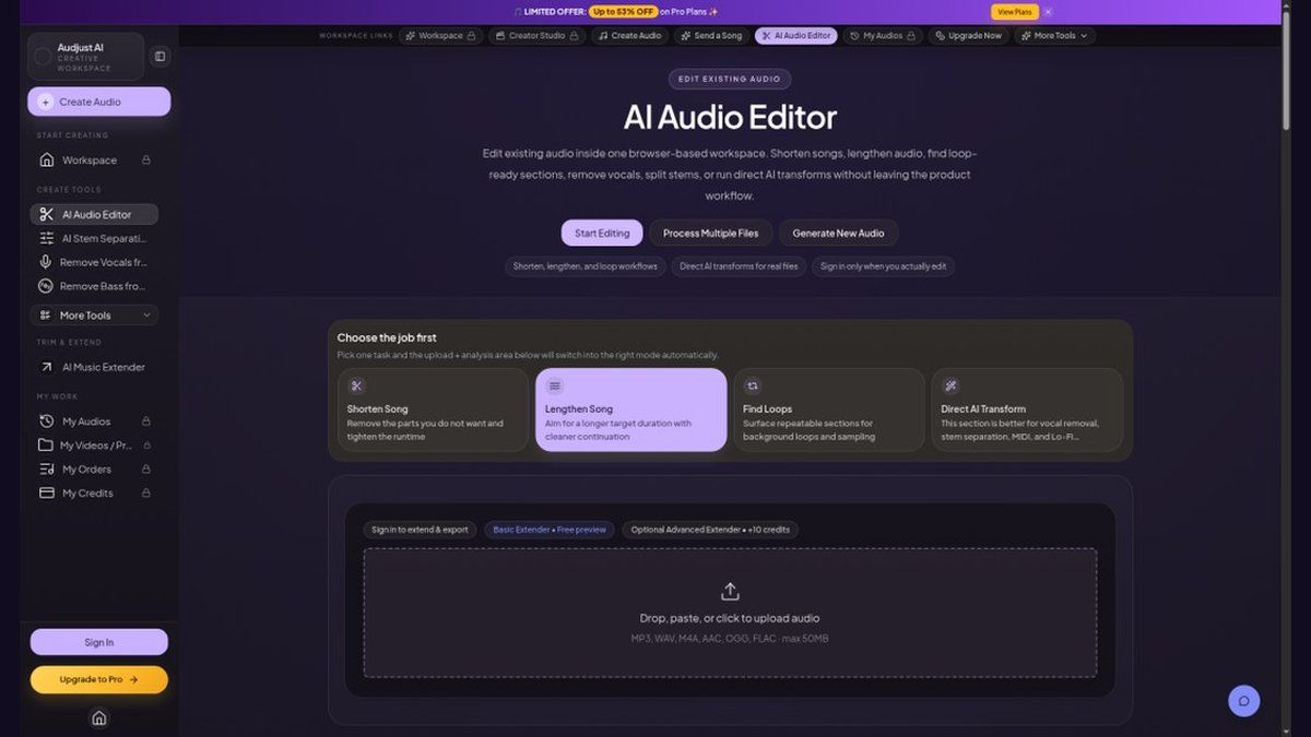 Audjust AI screenshot