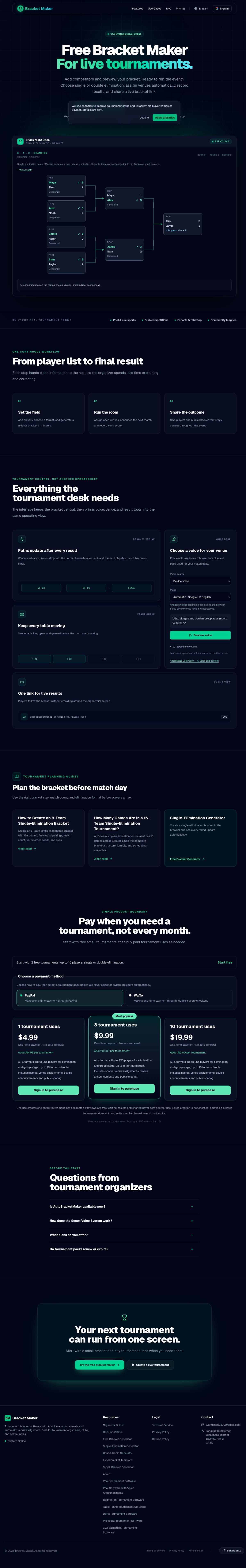 AutoBracketMaker website screenshot