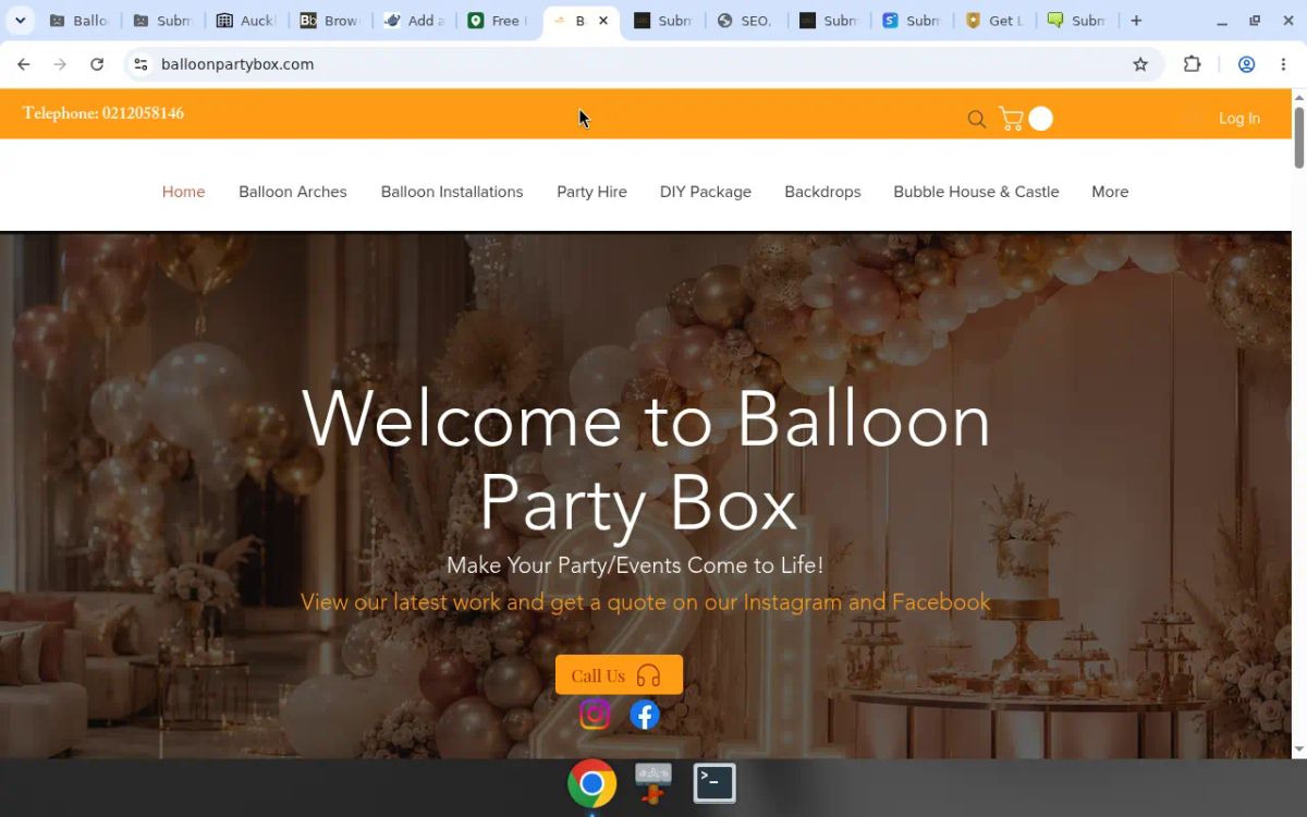 Balloon Party Box website screenshot