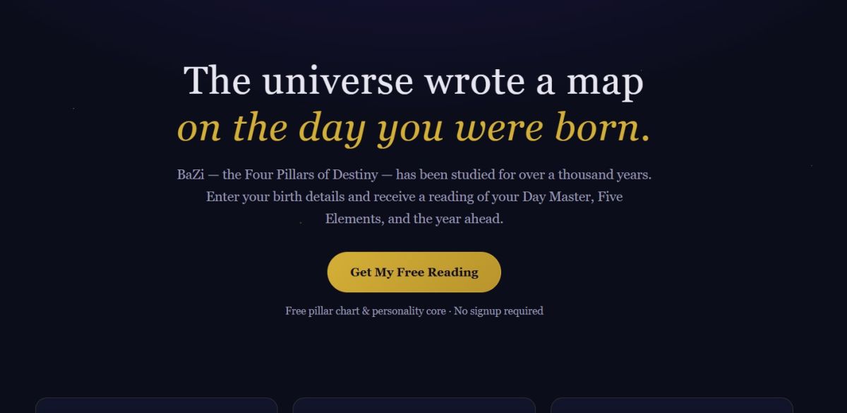 BaZi Oracle website screenshot