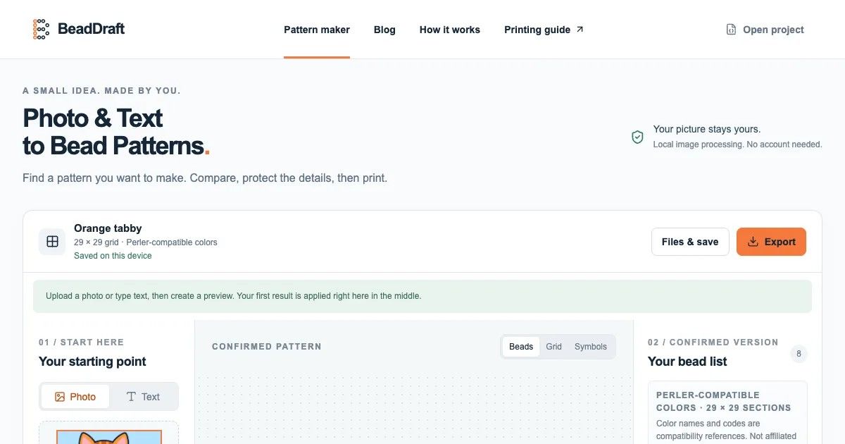 BeadDraft website screenshot