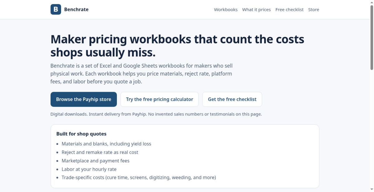 Benchrate website screenshot