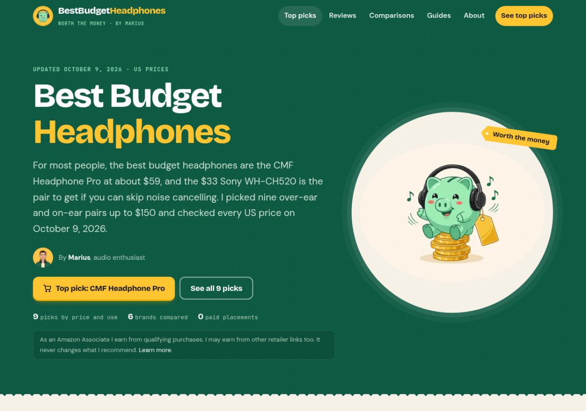 Best Budget Headphones website screenshot