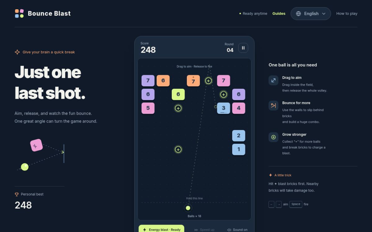 Bounce Blast website screenshot