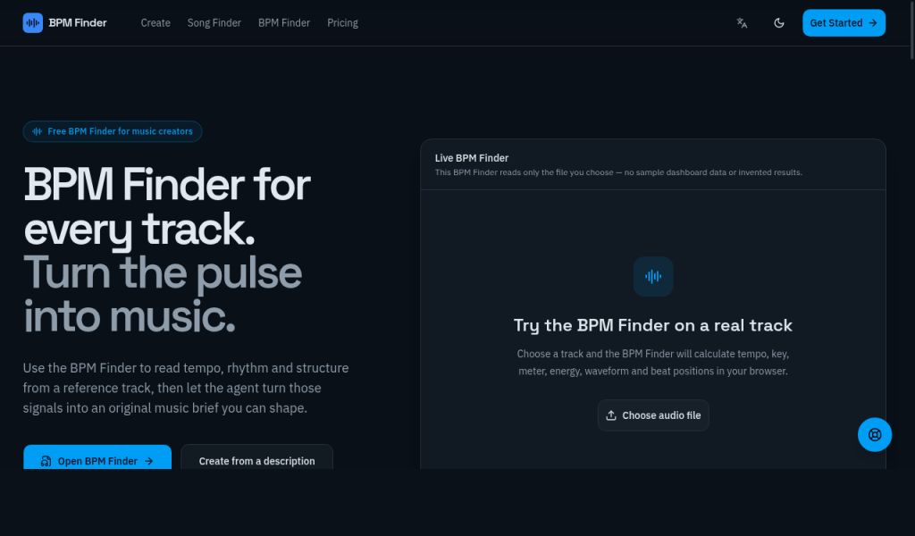 BPM Finder website screenshot