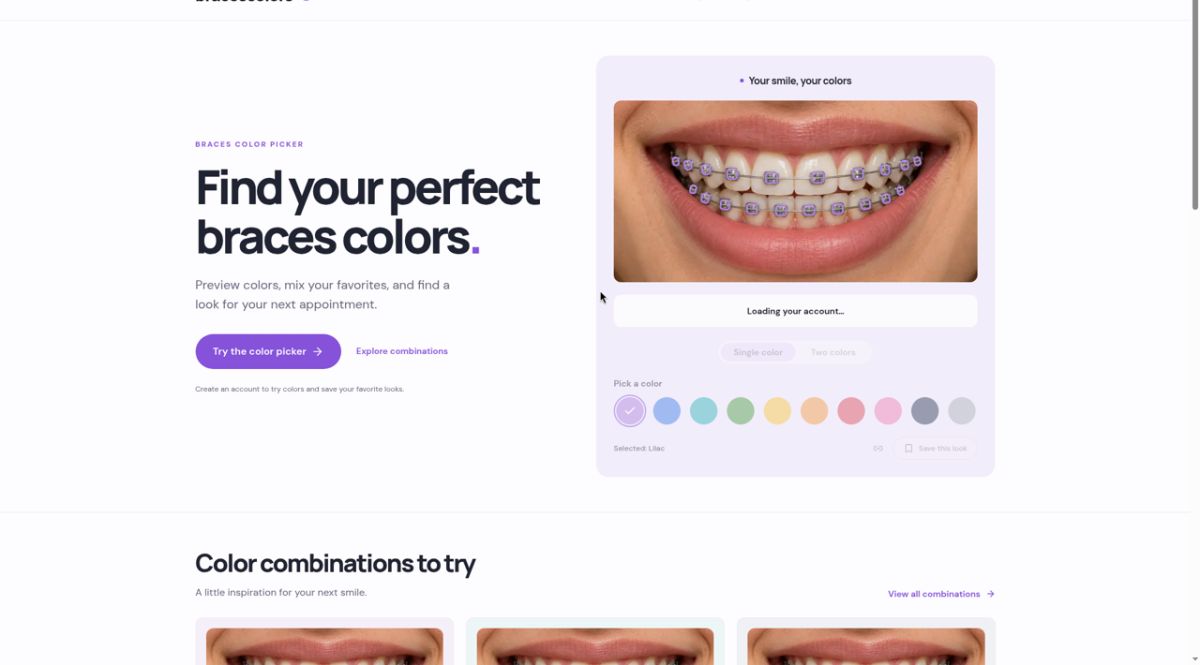 Braces Colors Picker website screenshot