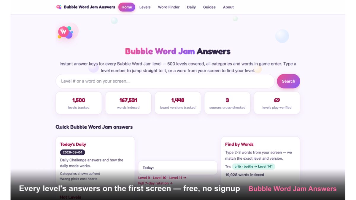 Bubble Word Jam Answers screenshot