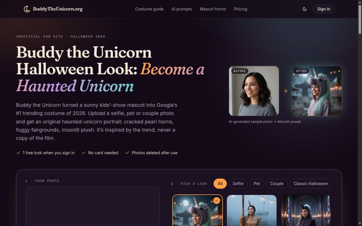 Buddy the Unicorn Halloween Look screenshot