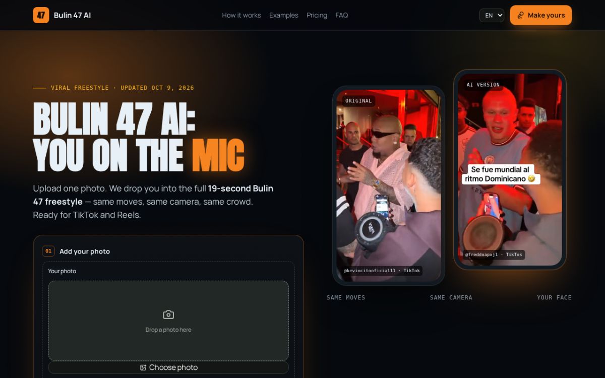Bulin 47 AI – Star in the Viral Freestyle From One Photo website screenshot