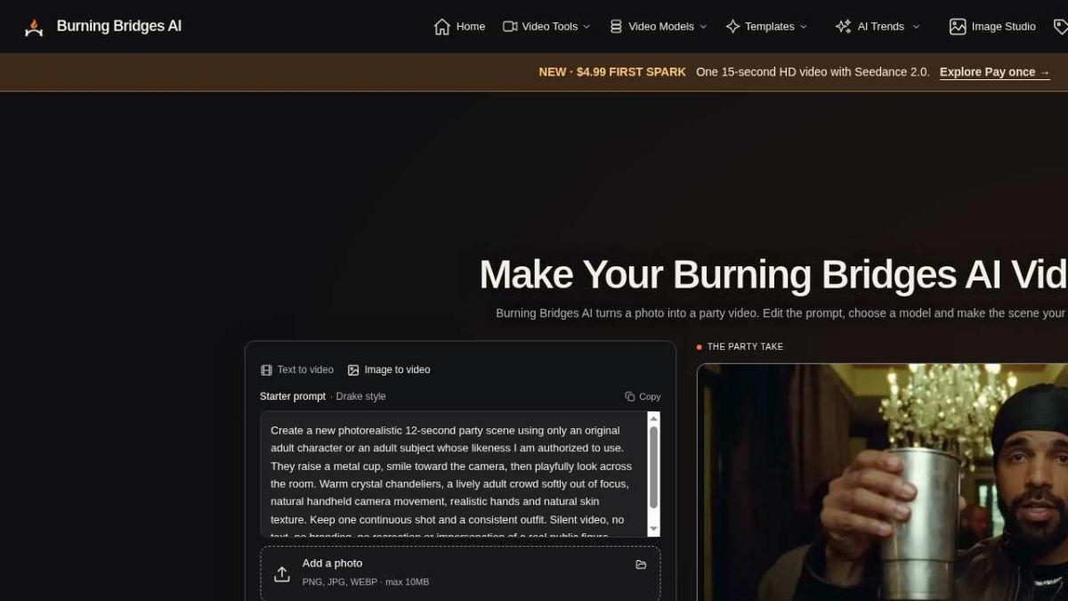 Burning Bridges AI website screenshot