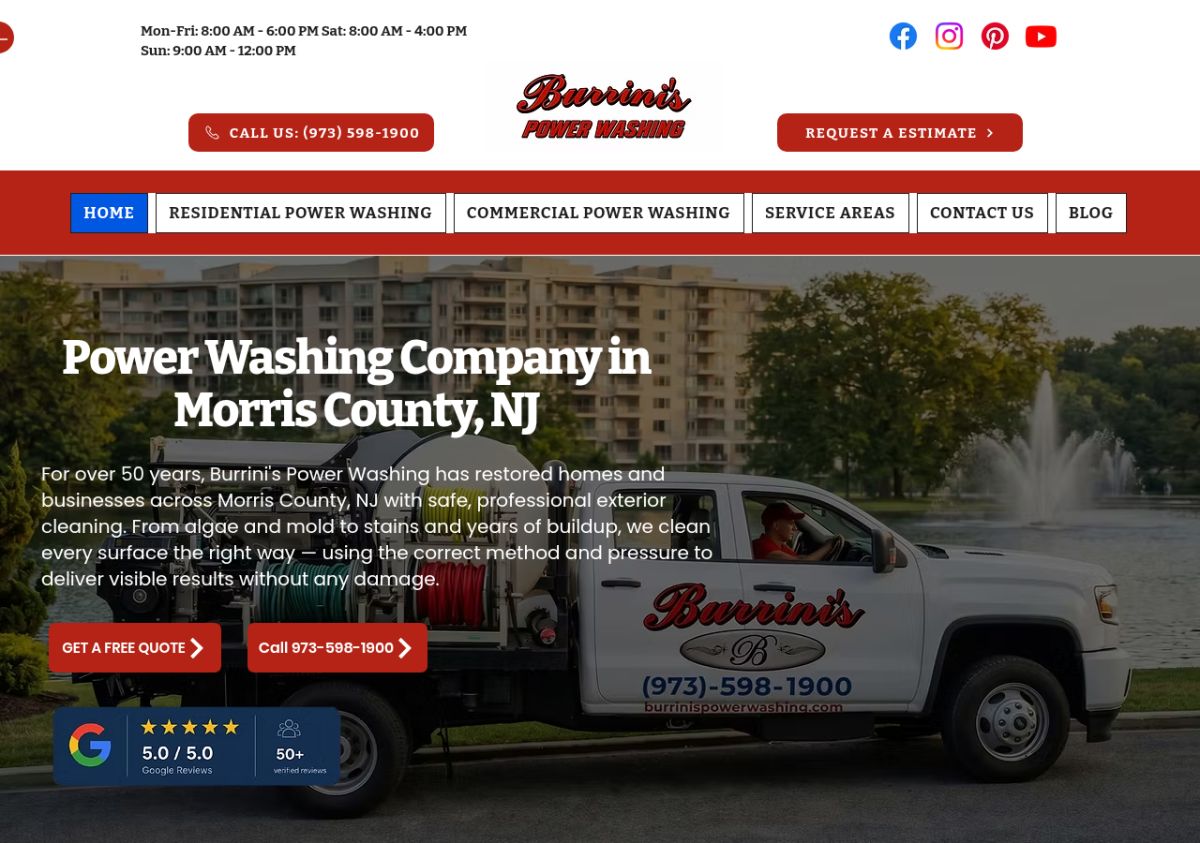 Burrini's Power Washing website screenshot