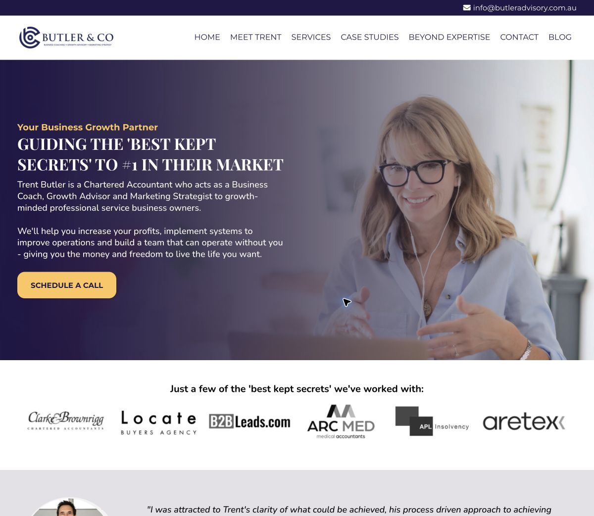Butler &amp; Co Advisory website screenshot