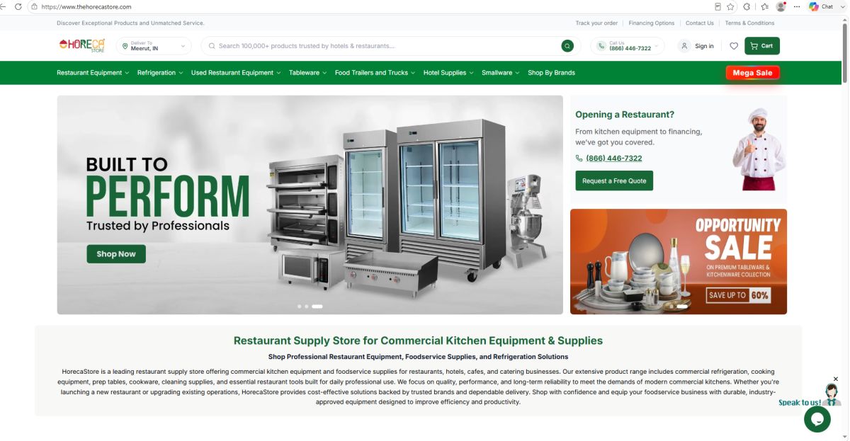Buy Restaurant Supplies &amp; Commercial Equipment – HorecaStore website screenshot