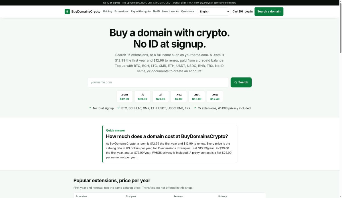 BuyDomainsCrypto screenshot
