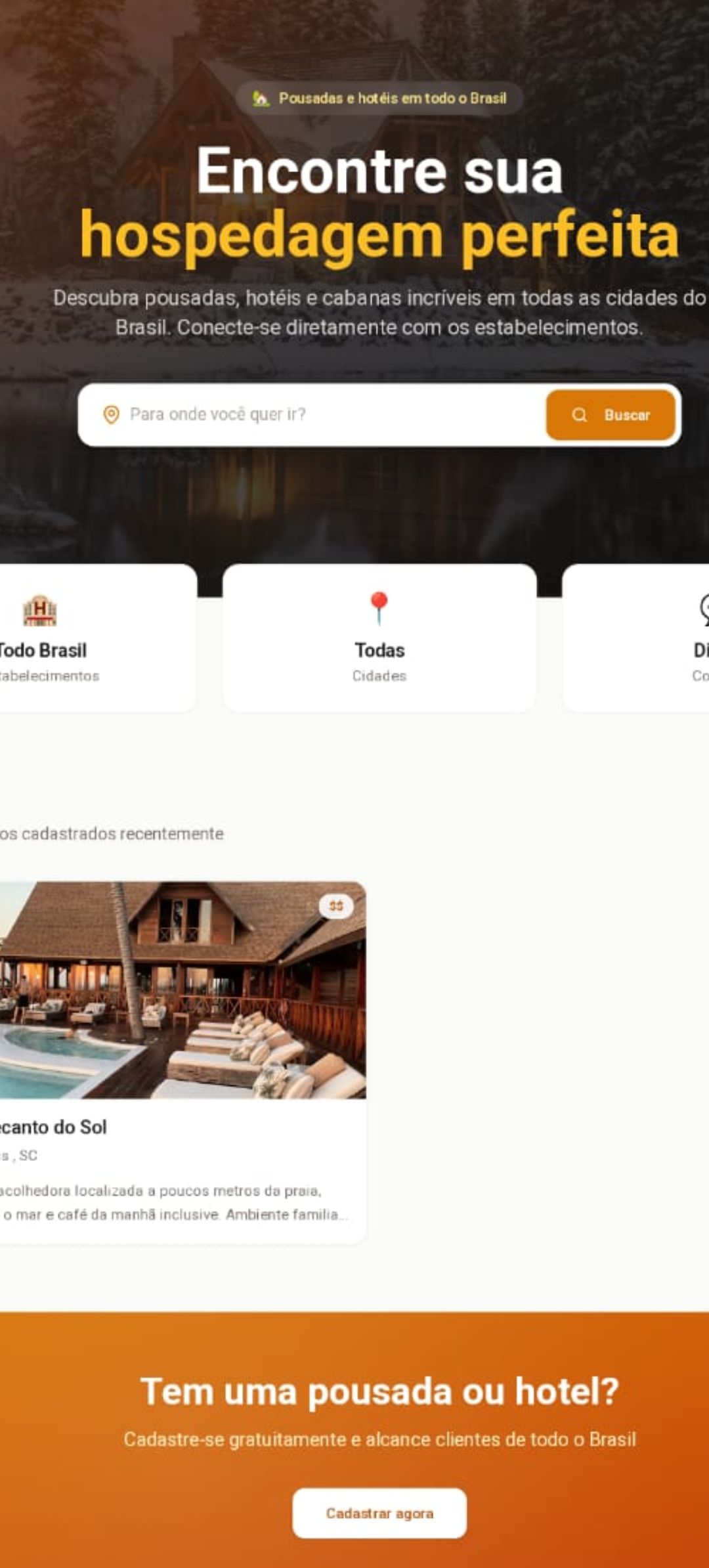 Cabana - Hospedagens no Brasil website screenshot