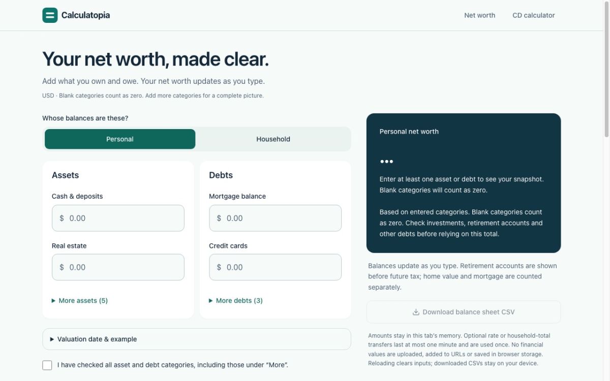 Calculatopia website screenshot