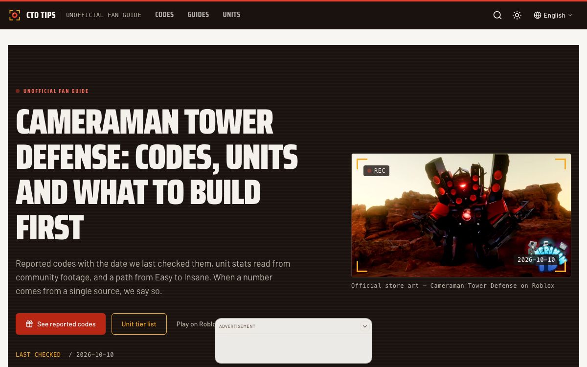 Cameraman Tower Defense Wiki - Codes, Units & Tier List screenshot
