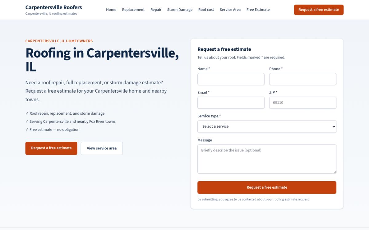 Carpentersville Roofers screenshot