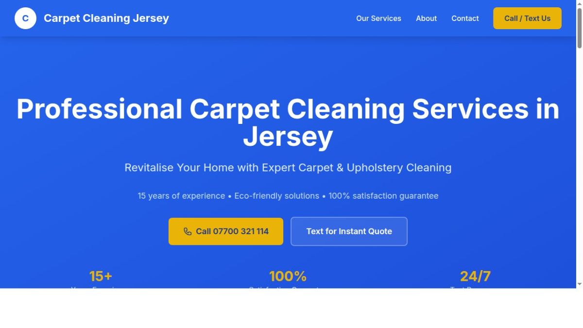 Carpet Cleaning Jersey website screenshot