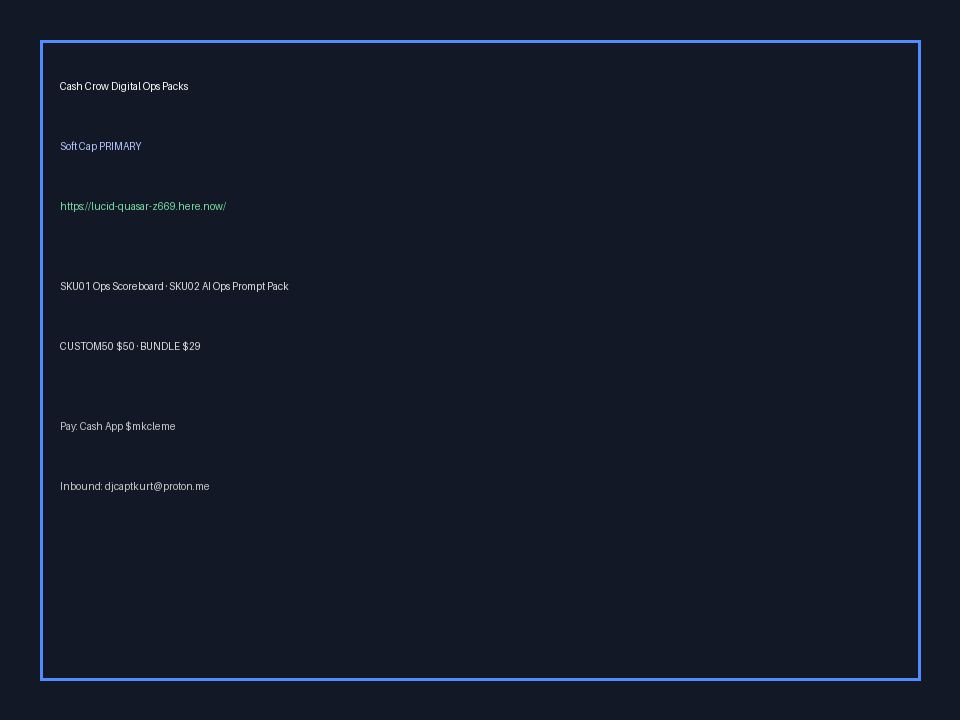 Cash Crow Digital Ops Packs website screenshot