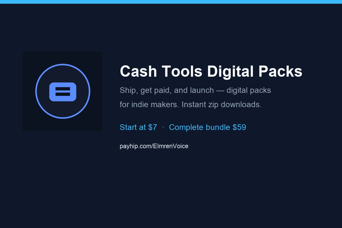 Cash Tools Digital Packs website screenshot