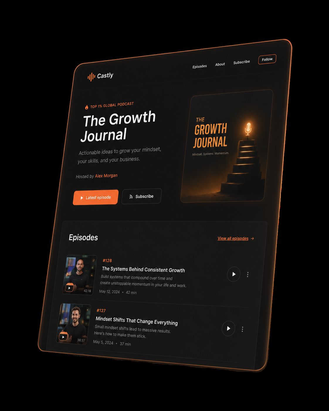 Castly - podcast websites from RSS website screenshot