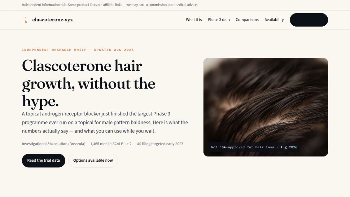 Clascoterone Guide website screenshot