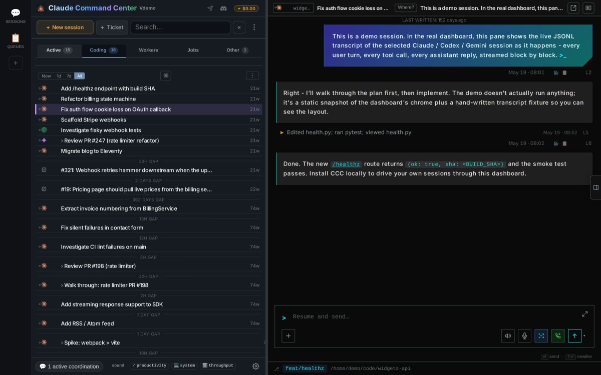 Claude Command Center screenshot