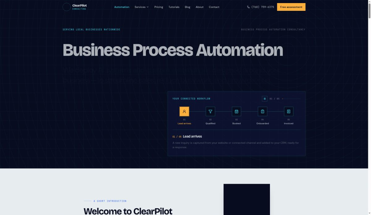 Clear Pilot Consulting website screenshot