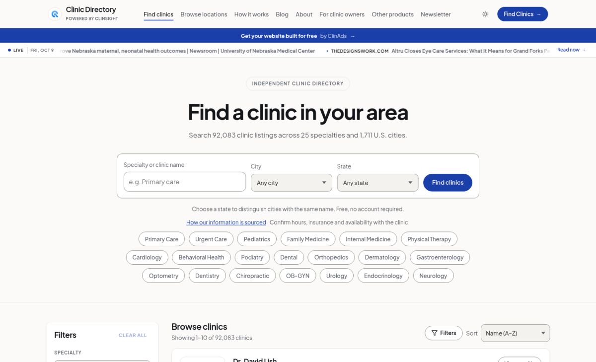 Clinic Directory screenshot
