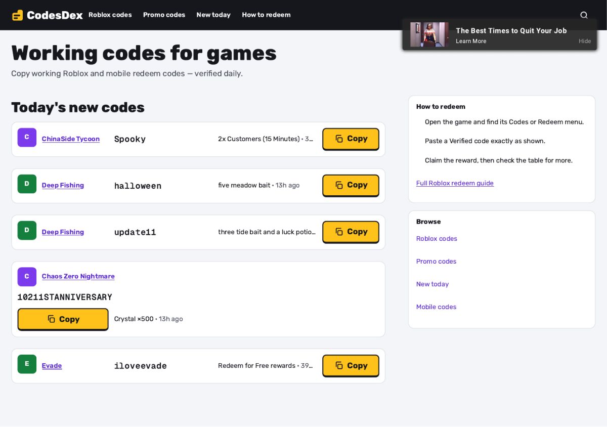 CodesDex screenshot