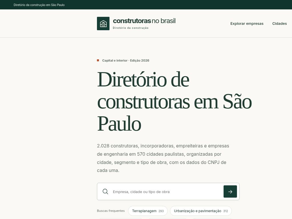 Construtoras no Brasil website screenshot