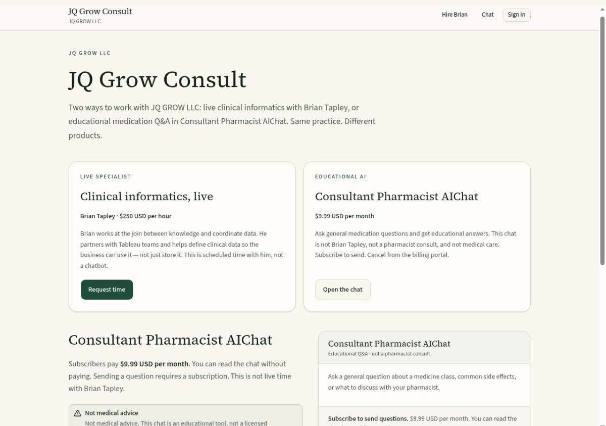 Consultant Pharmacist AIChat website screenshot