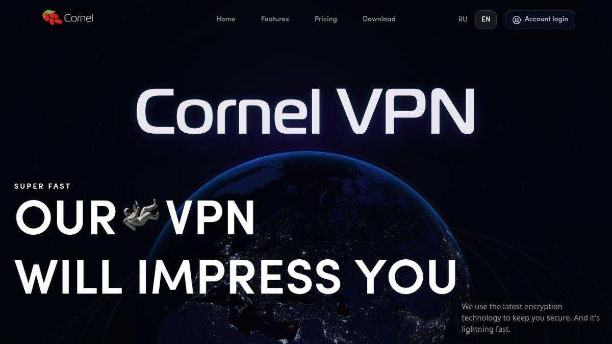 Cornel VPN website screenshot