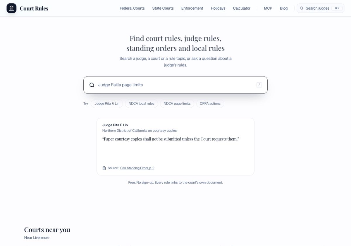 Court Rules website screenshot