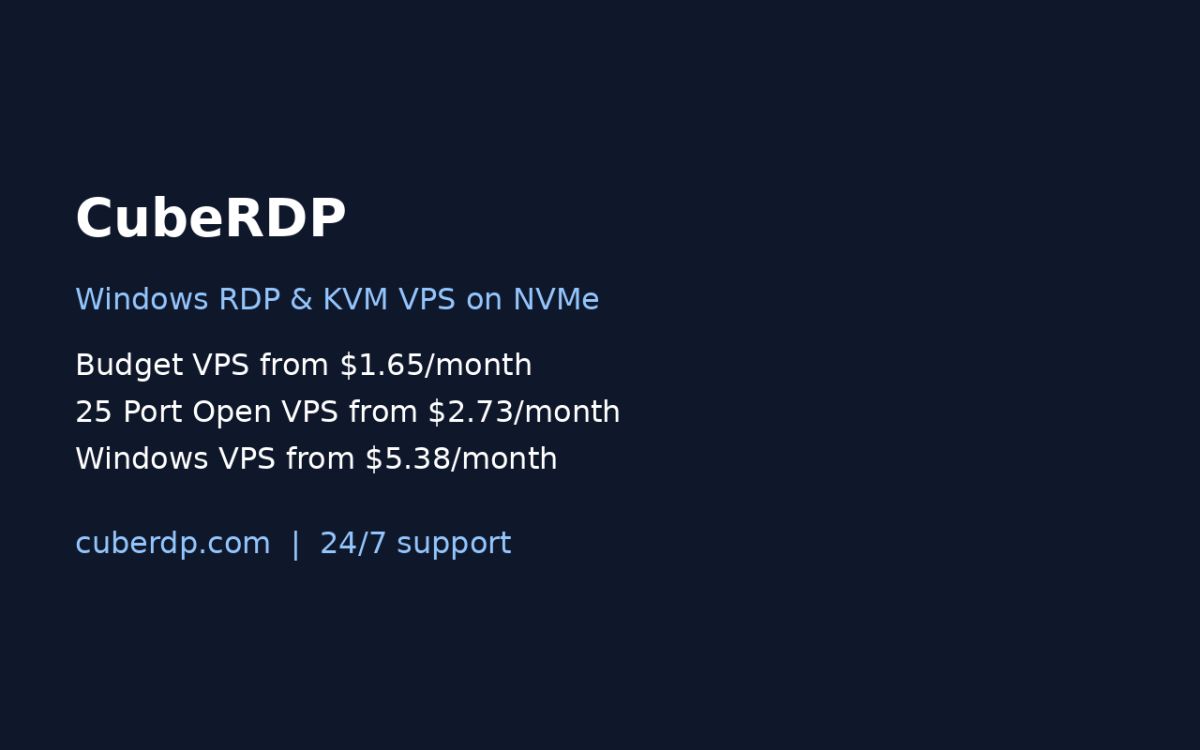 CubeRDP - RDP & VPS Hosting screenshot