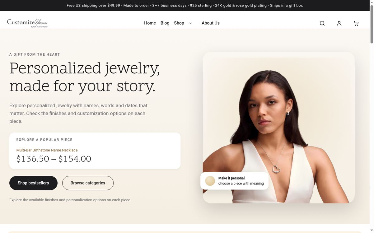 Customize Names website screenshot